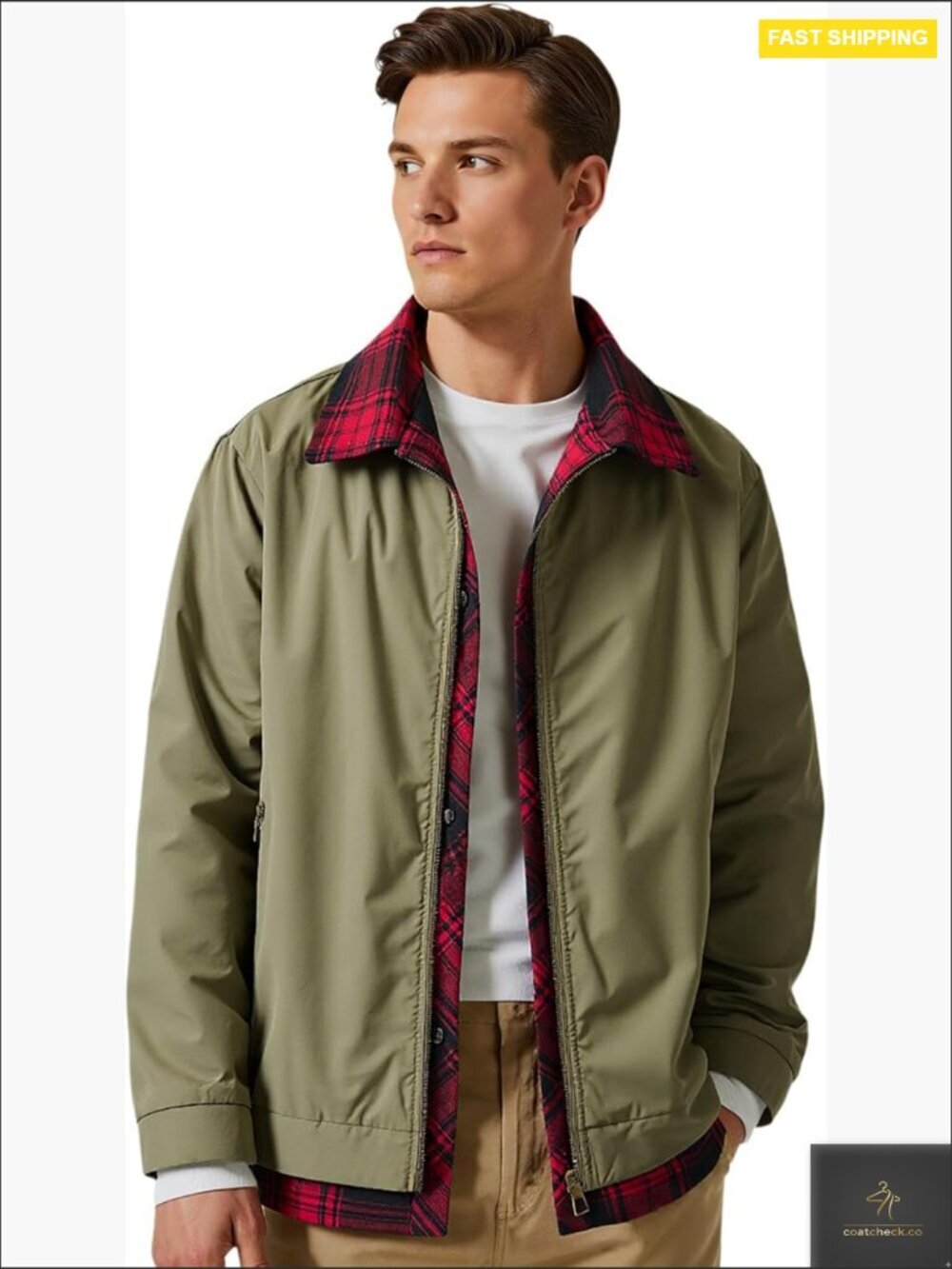 Mens Bomber Jacket Lightweight Windbreaker Casual Zip Up Spring Fall Golf Coat